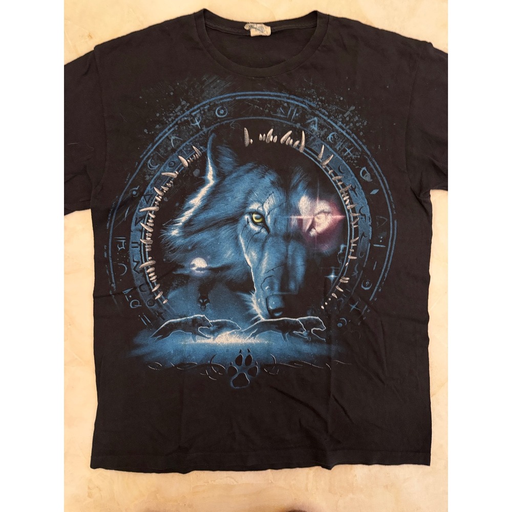 Delta Pro Weight Mens Blue Wolf Graphic T-Shirt Black Large